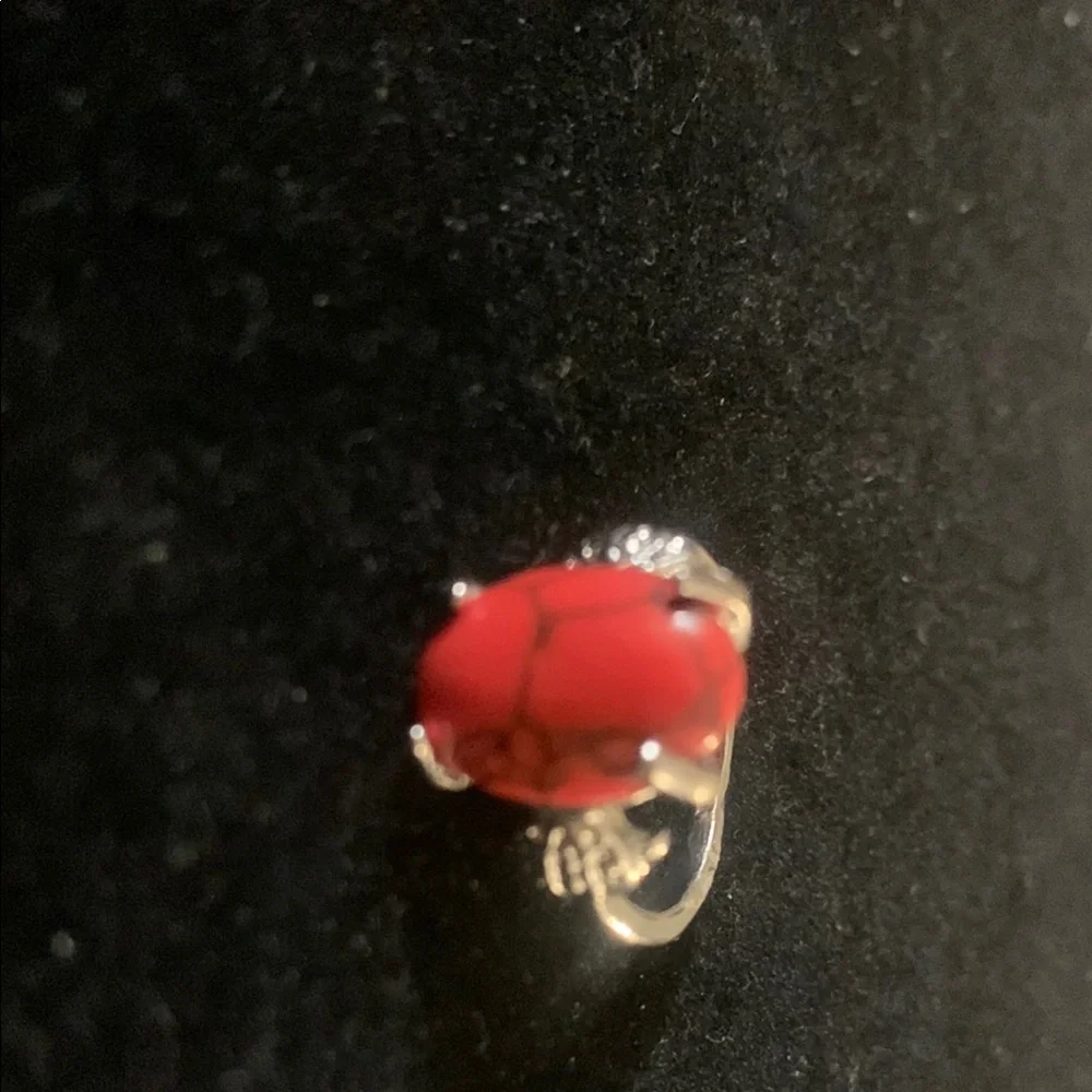 Elegant Red Howlite Silver Ring size 5 Bogo - Picture 2 of 2